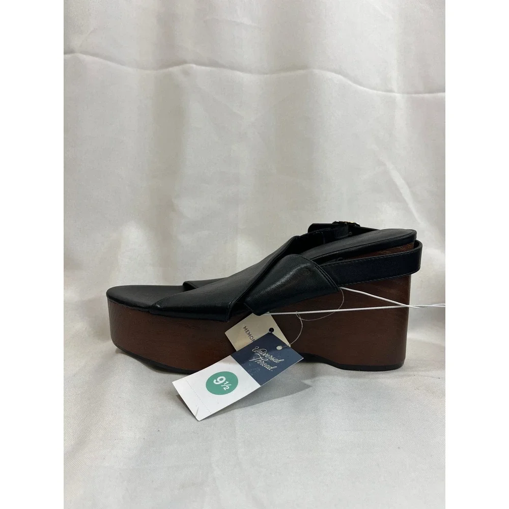 Universal Thread Womens Black Crossover Platform Wedge Sandals Size 9.5 NEW